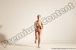 Nude Woman White Slim long brown Dancing Dynamic poses Pinup